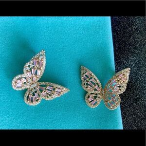 Stunning cutout butterfly and crystal earrings